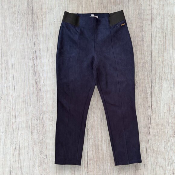 NWT Andrew Marc Navy Blue Faux Suede Pull On Full Control Top Waistband Size L - Picture 1 of 3
